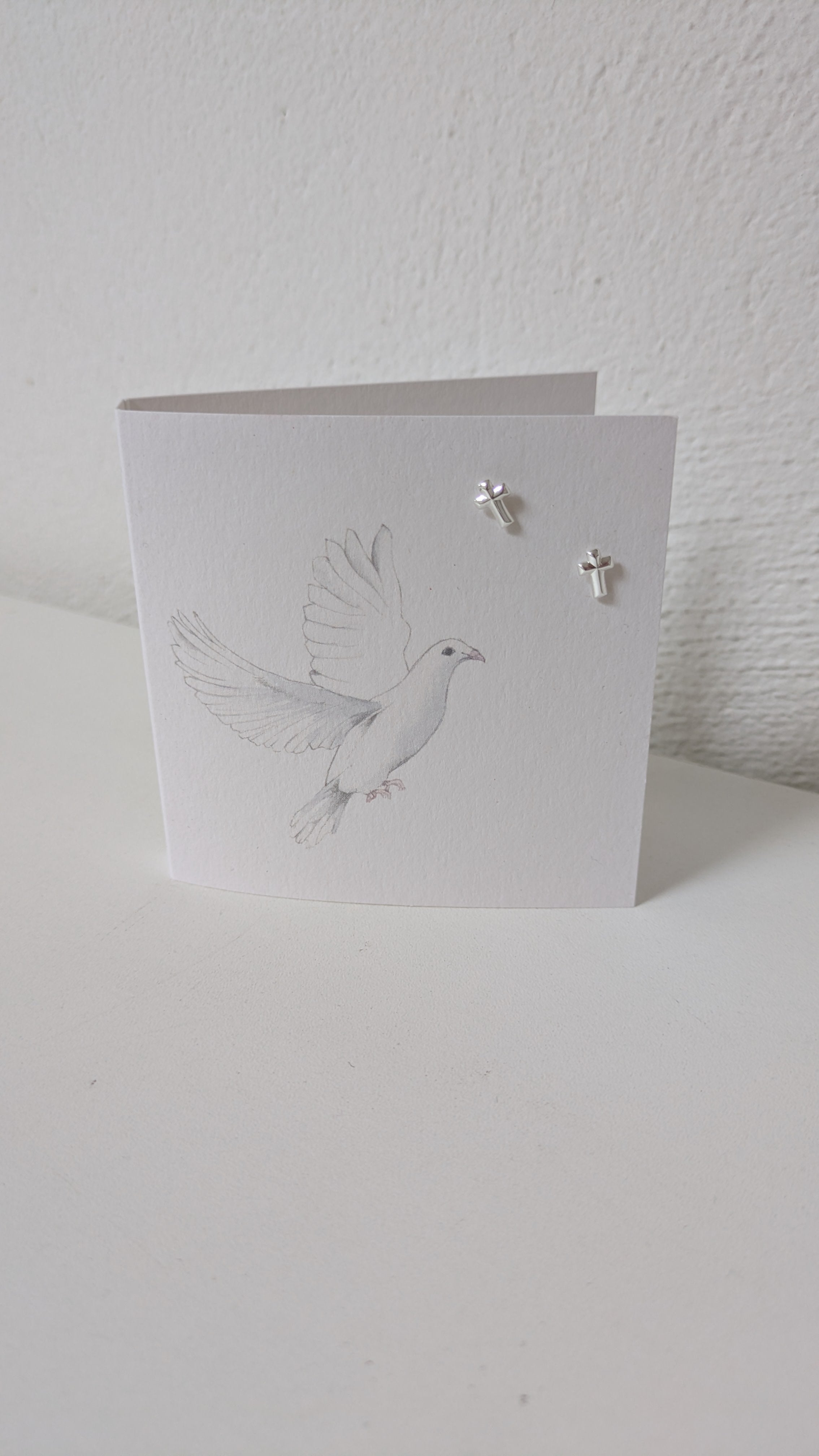 Sterling Silver Earrings | Dove Cross Studs