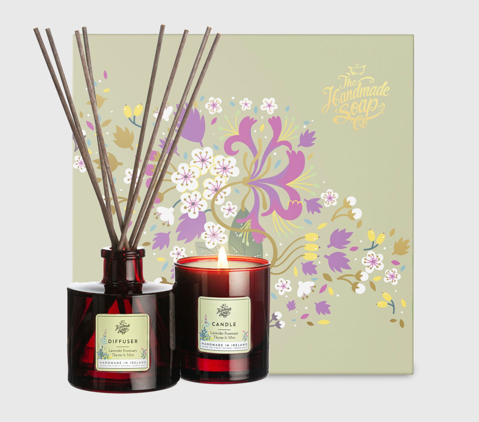 The Handmade Soap Company, Candle & Diffuser Set Lavander, Rosemary & Mint