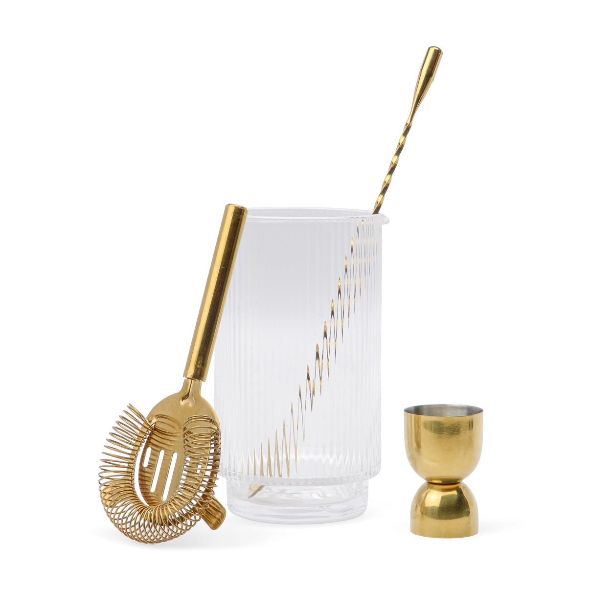 The Renley Bar Tool Set - Jigger, Strainer, Spoon and Beaker Quinlan's Gifts