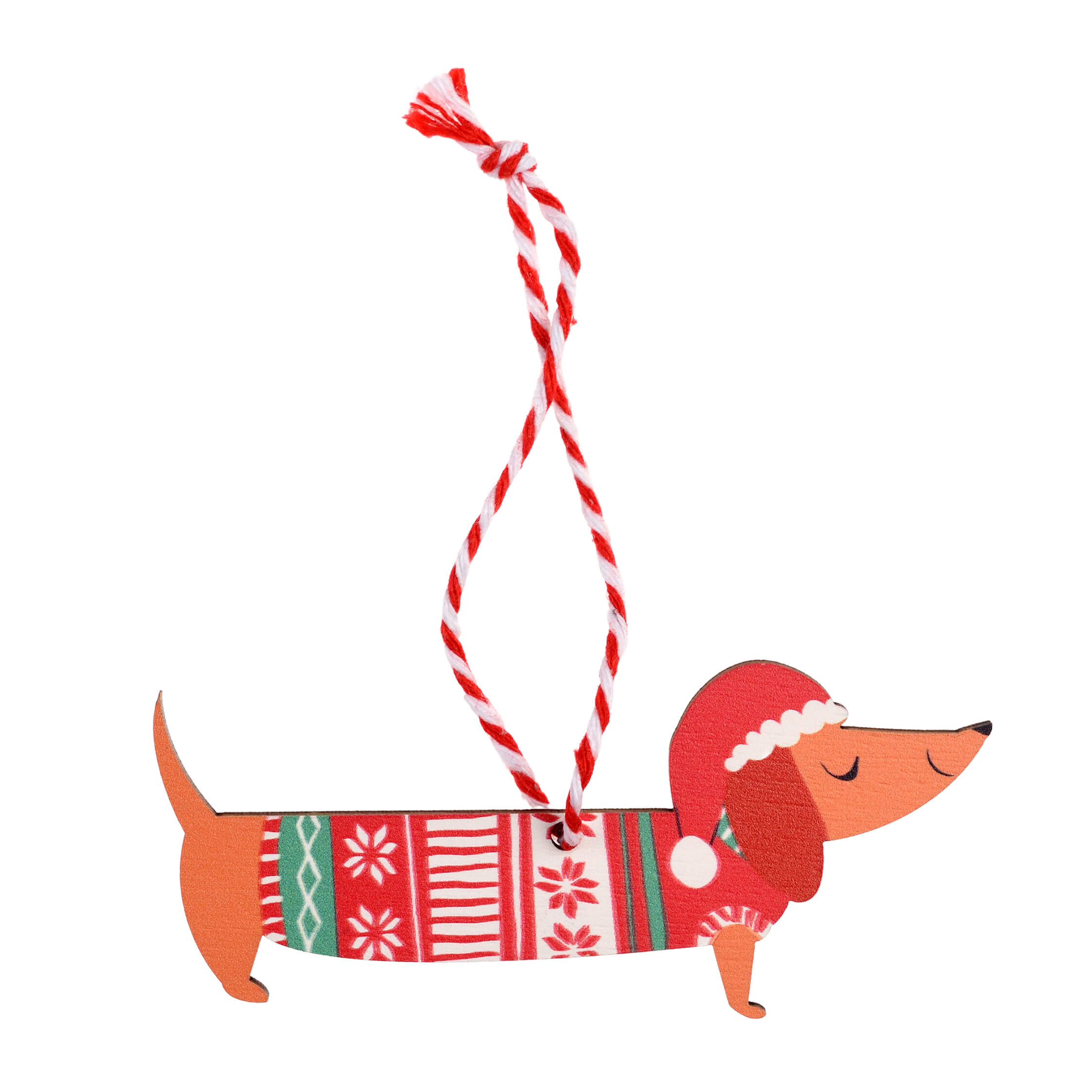 Wooden Hanging Christmas Decoration Sausage Dog