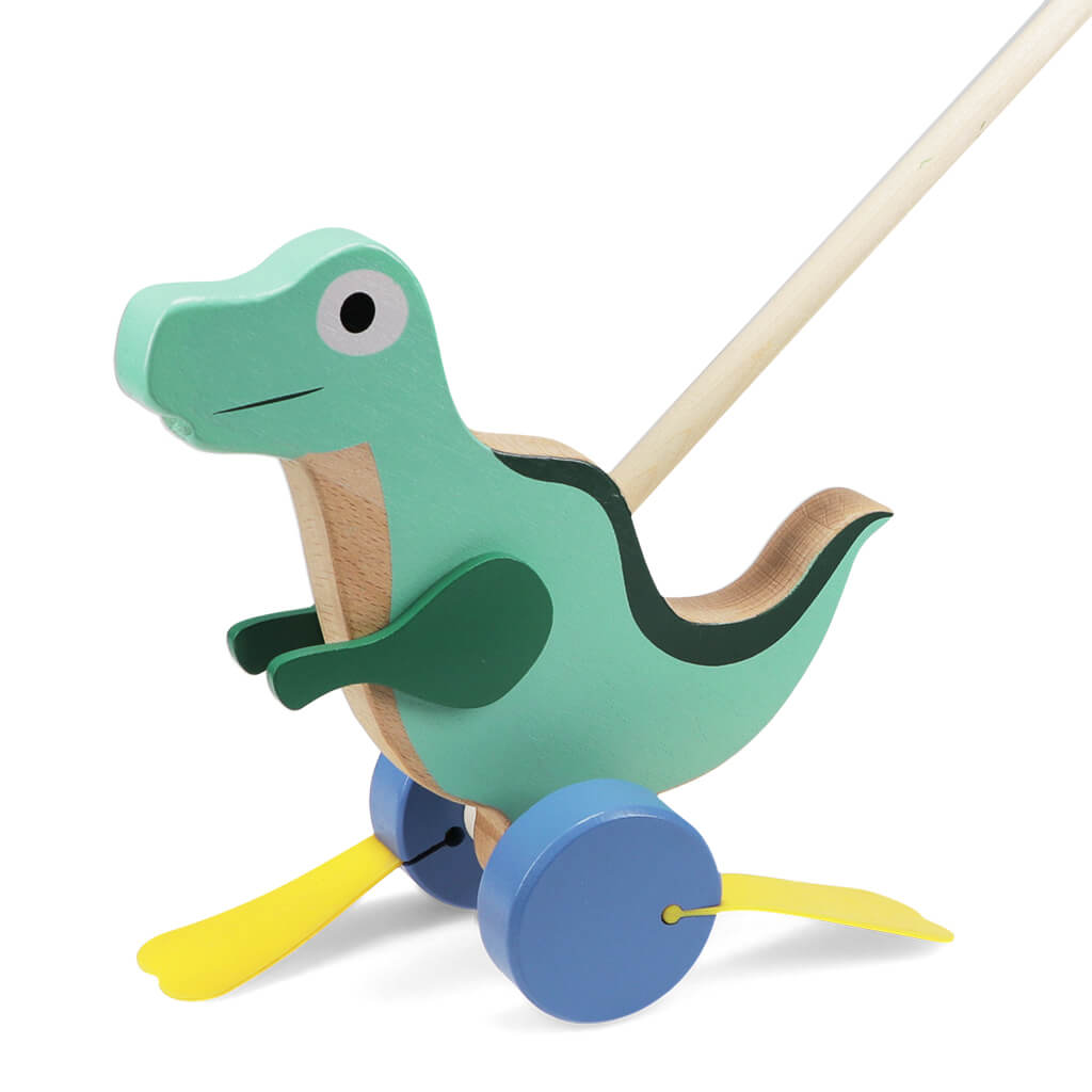 Wooden Push Along Walker Toy Flapping Dinosaur