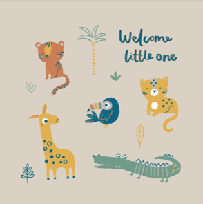 Ziggle, Savanna Animals New Baby Card Ziggle