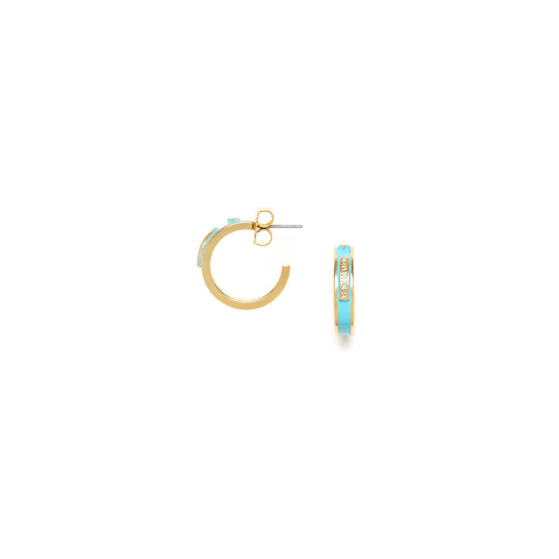 Small Turquoise Creoles Earring