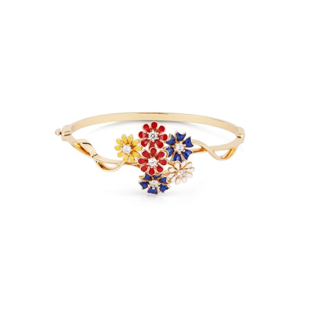 Gold Plated Floral Cluster Bangle