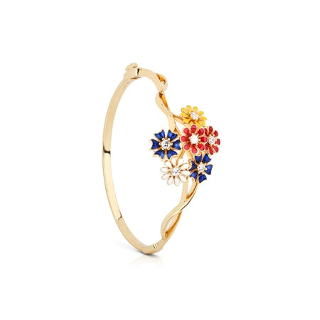Gold Plated Floral Cluster Bangle