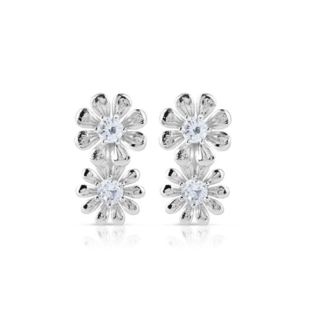 Newbridge, Silver Plated Double Floral Earrings