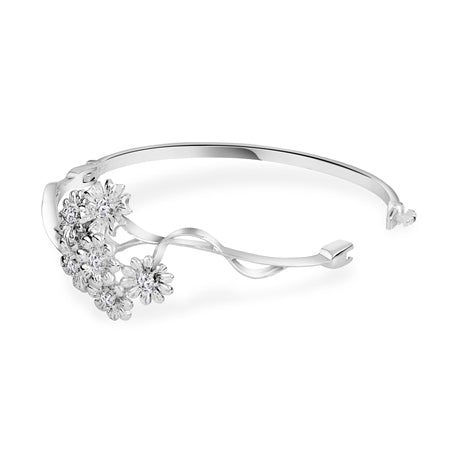 Silver Plated Floral Cluster Bangle