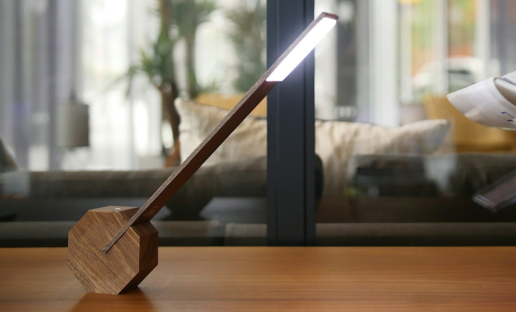 Gingko, Octagon Desk Light -Walnut