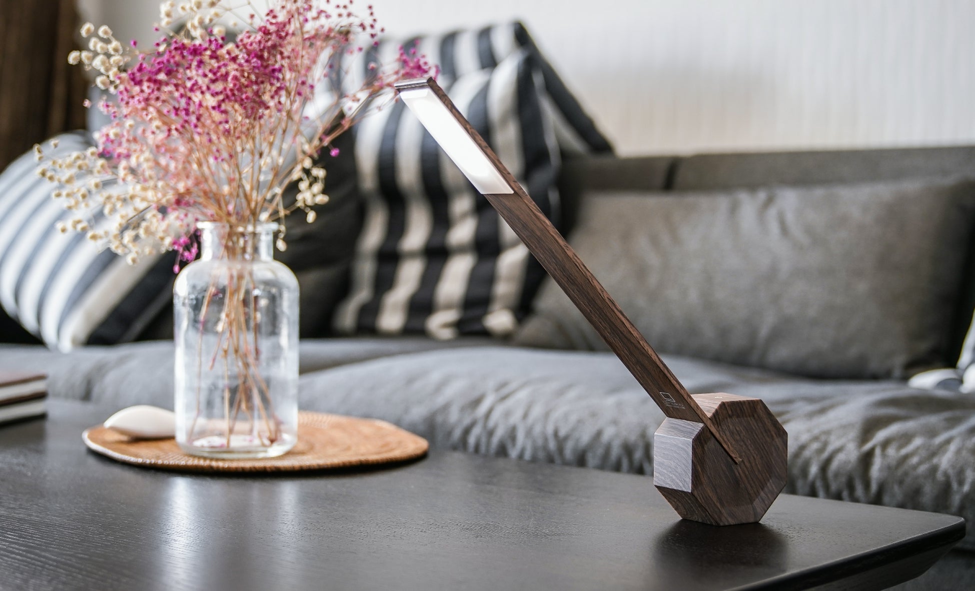 Gingko, Octagon Desk Light -Walnut