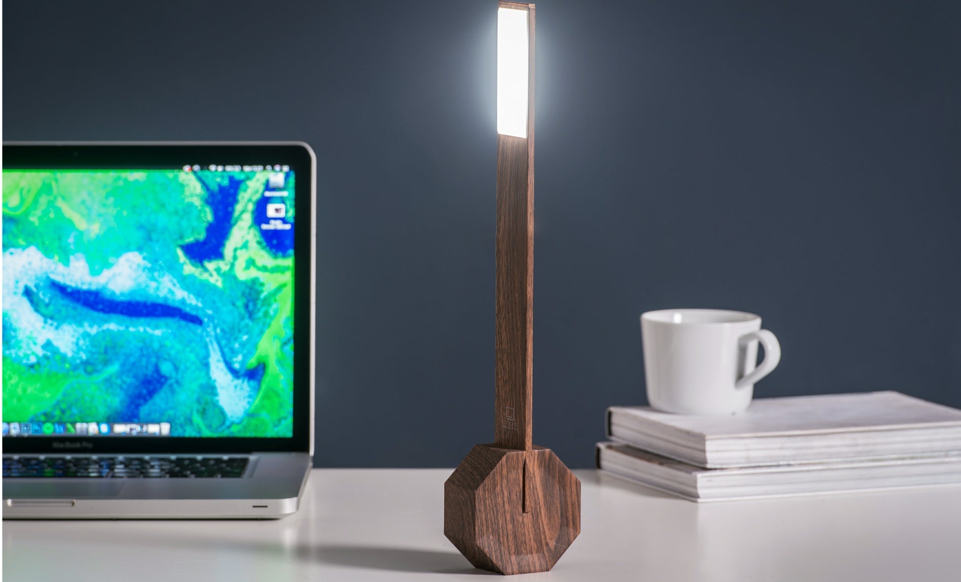 Gingko, Octagon Desk Light -Walnut