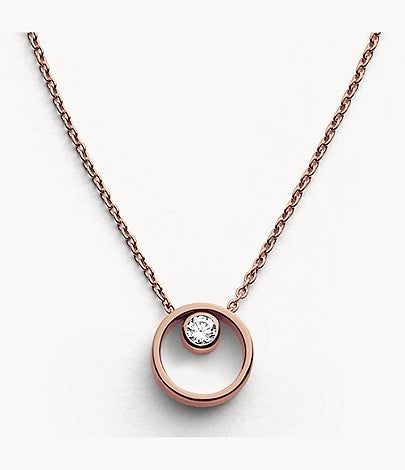 Elin Crystal Circle Necklace Rose