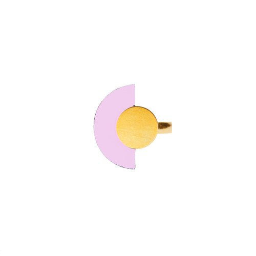 Moon Ring Pink & Brass